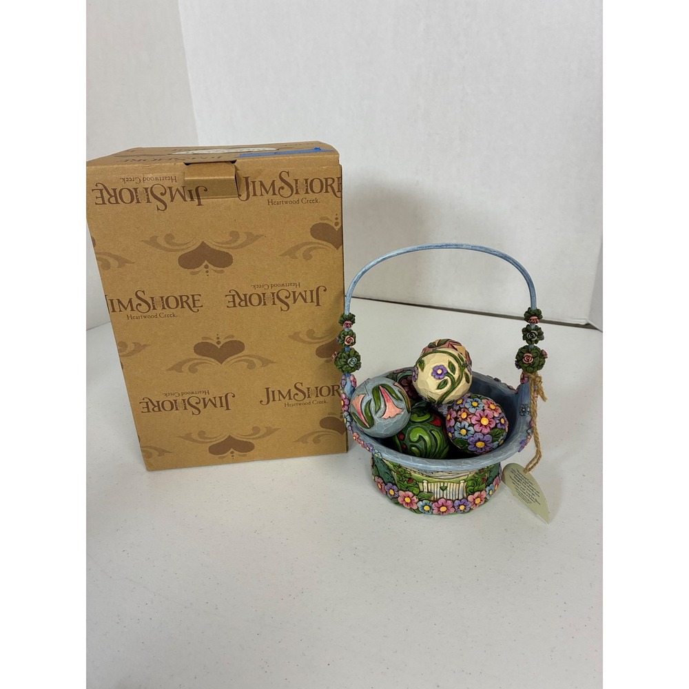 Jim Shore Heartwood Creek Blossoms of Spring Easter Basket 6 Eggs 4009235 2007